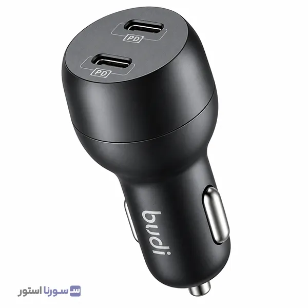 شارژر فندکی 40 وات بودی Budi مدل CC108RB با دو خروجی USB-C PD